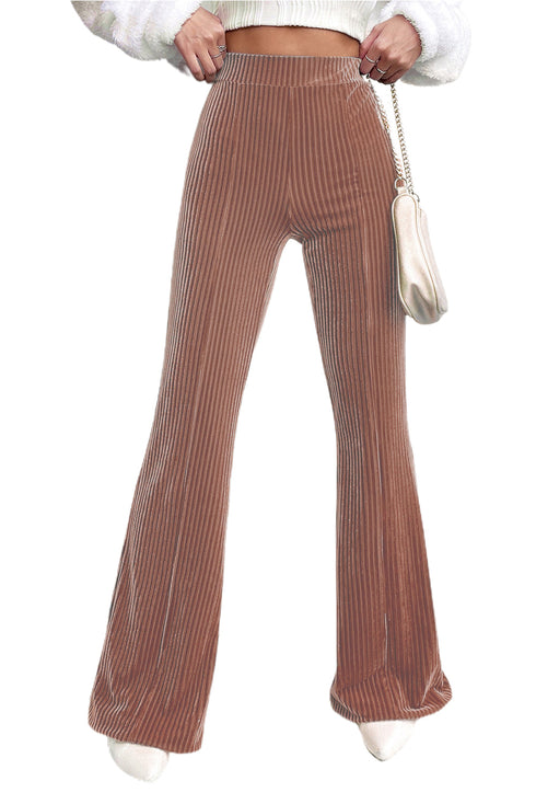 Solid Color High Waist Flare Corduroy Pants